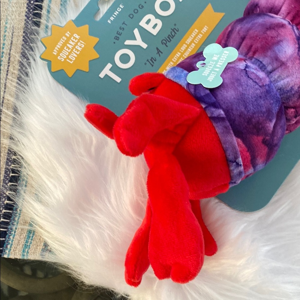 New Fringe Studio Red and Purple in a pinch lobster dog toy - Picture 3 of 5